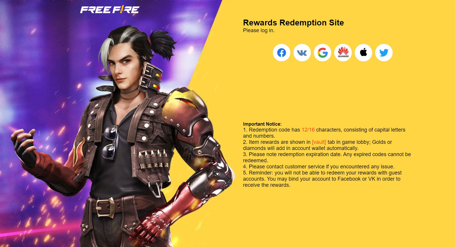 Free Fire Redeem Code